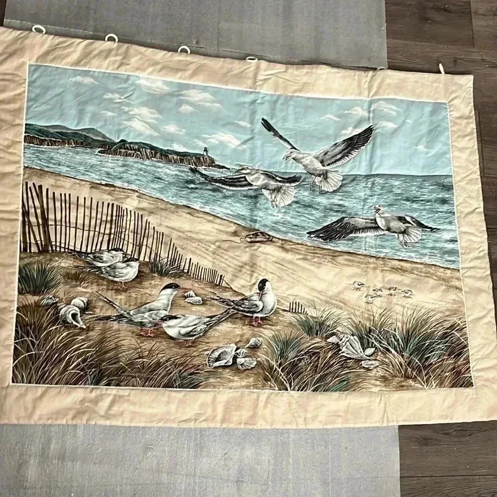 Shore Seagulls Collection At the Beach/ Sea / Ocean  Fabric Hanging Quilt Panel